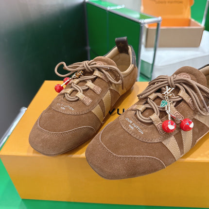 LV 26S SNEAKERS IN DARK BROWN SUEDE WITH CHERRY CHARM