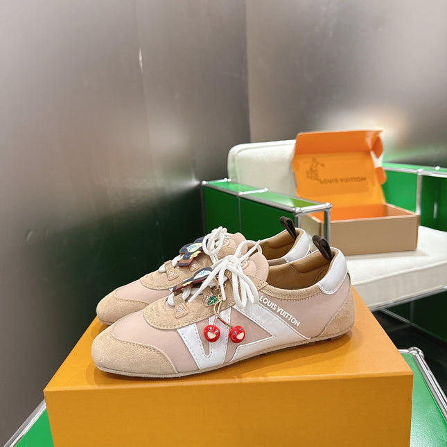 LV 26S SNEAKERS IN BEIGE SUEDE WITH CHERRY CHARM