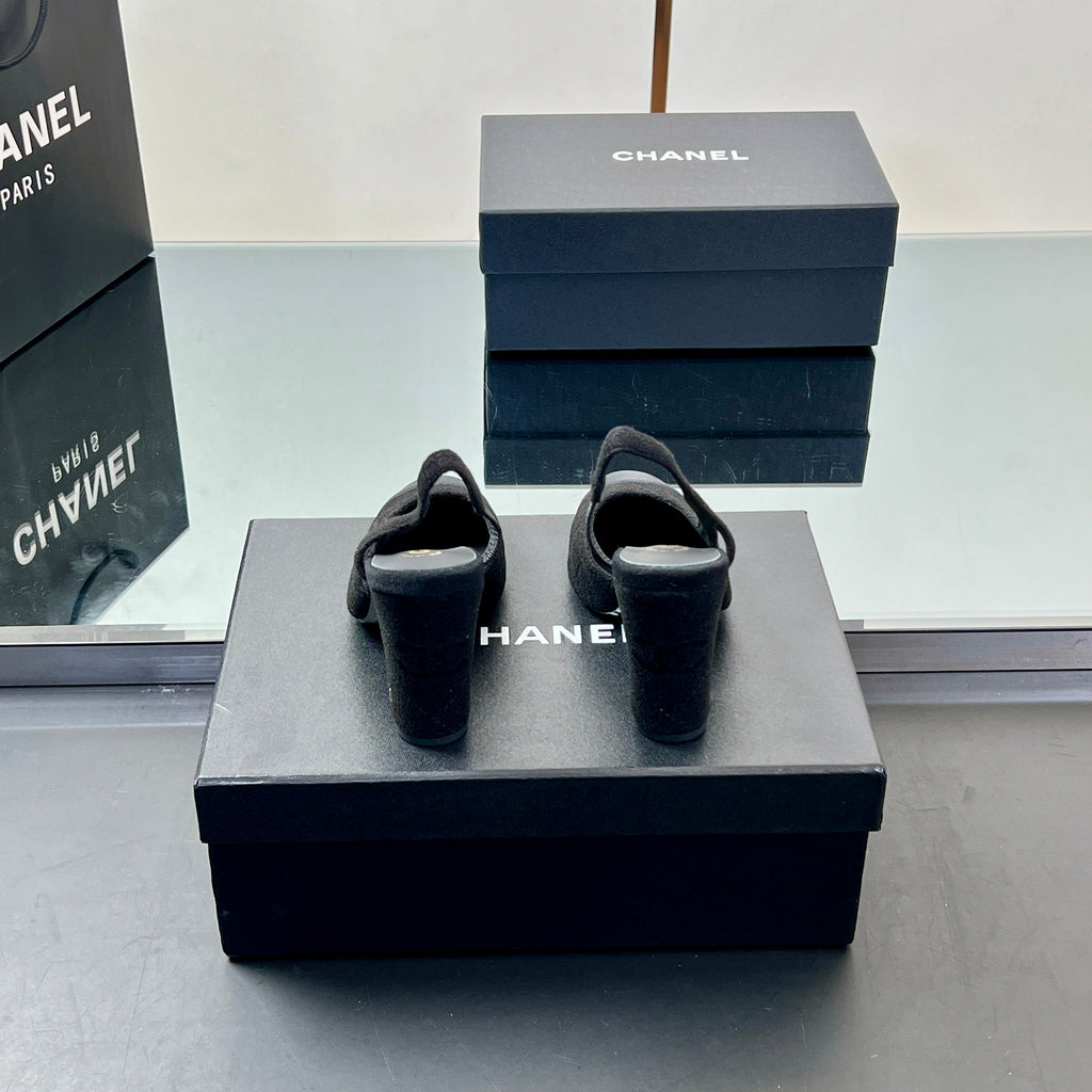CC SLINGBACK 25S 95 MM IN BLACK SUEDE