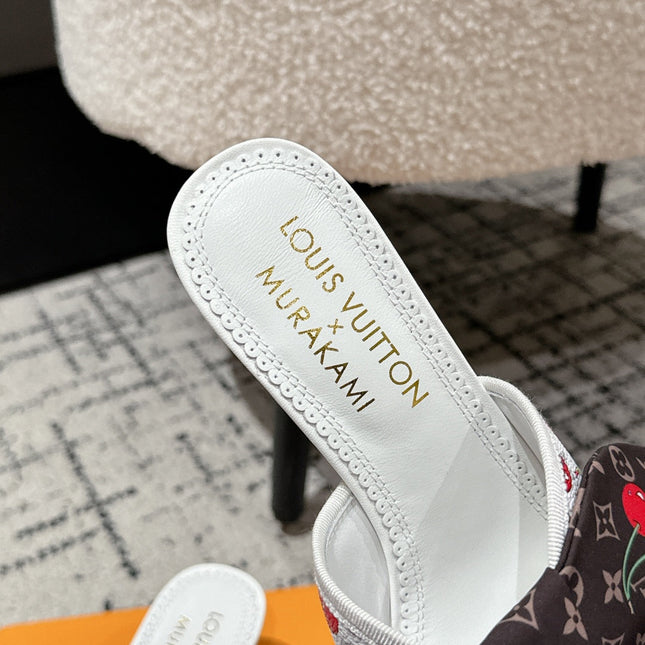 LV CHERRY HIGH HEELS 25S IN WHITE CALFSKIN WITH BOW STYLE 9
