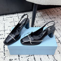 PRADA 26S SLINGBACK PUMPS 70MM IN BLACK SHINY CALFSKIN