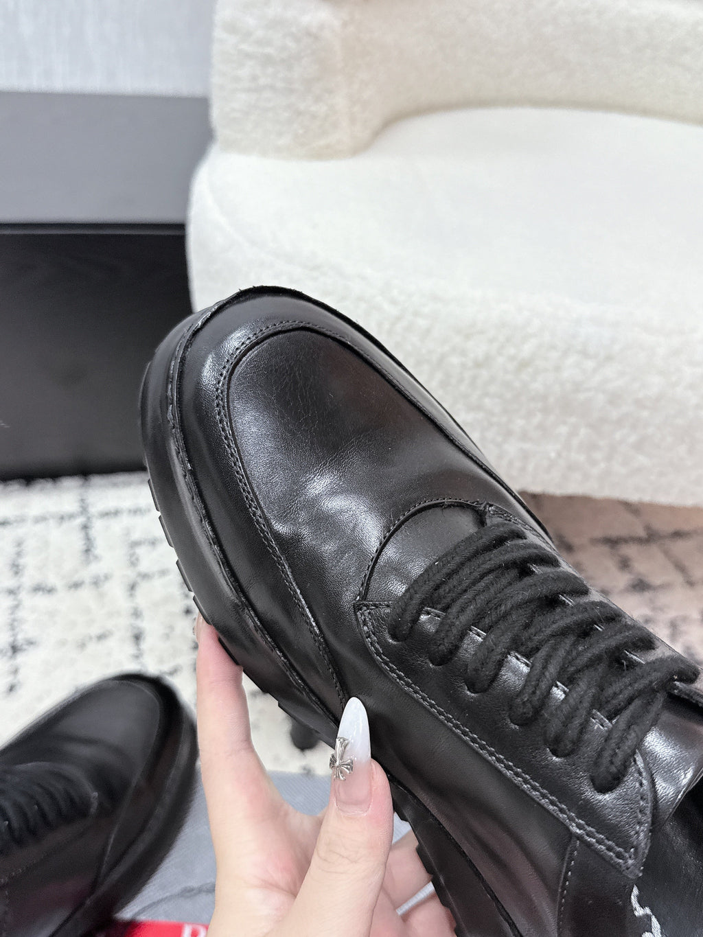 PRADA 26S SNEAKERS IN BLACK SHINY CALFSKIN