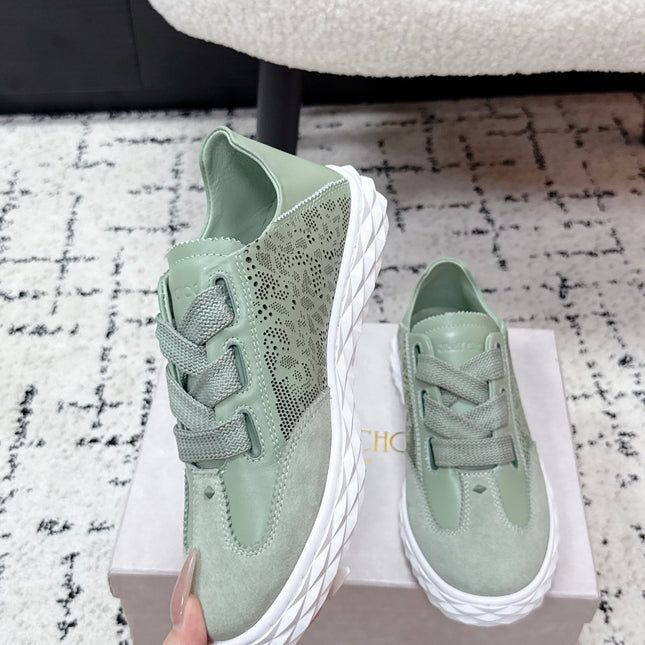 JIMMY CHOO 26S SNEAKERS IN SAGE GREEN SUEDE