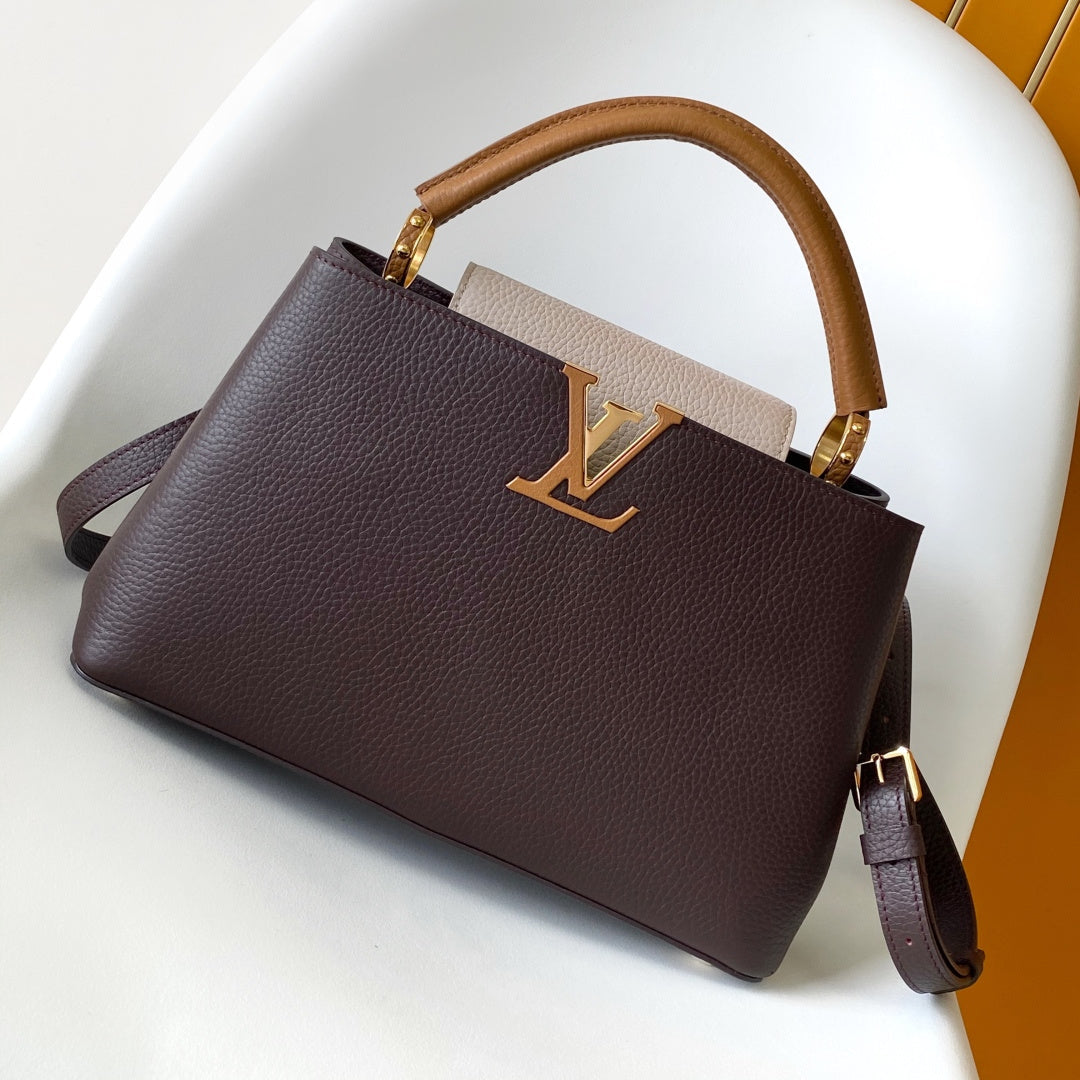 LV 26S CAPUCINES BAG 31 IN REDDISH BROWN TAURILLON CALFSKIN