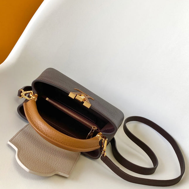 LV 26S CAPUCINES BAG 21 IN REDDISH BROWN TAURILLON CALFSKIN