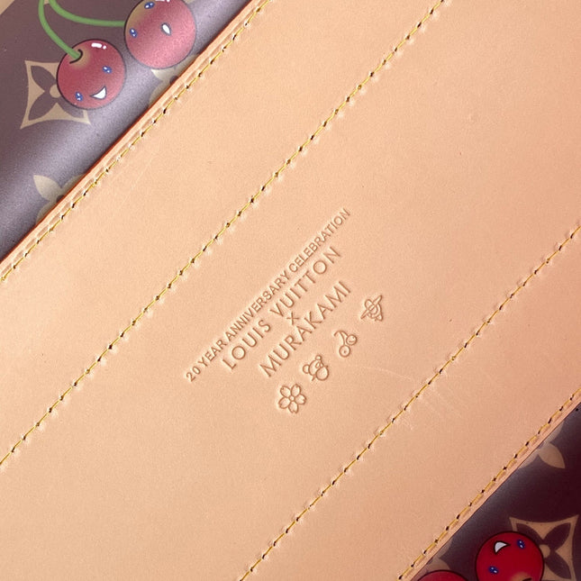 LV 26S ONTHEGO TOTE 41 IN CHERRY RED CLEAR PVC AND CALFSKIN