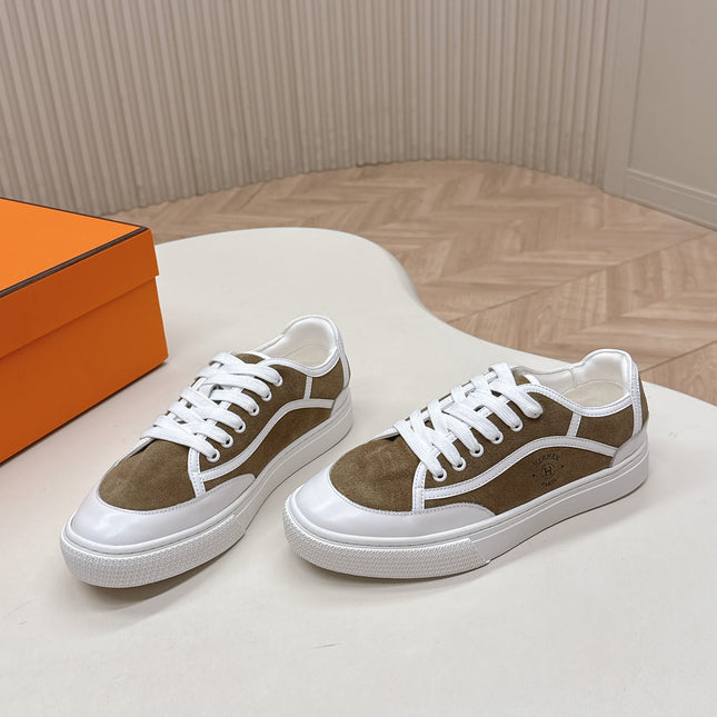 HM 25S SNEAKER LOW SPORTS IN BROWN SUEDE MIX WHITE LAMBSKIN