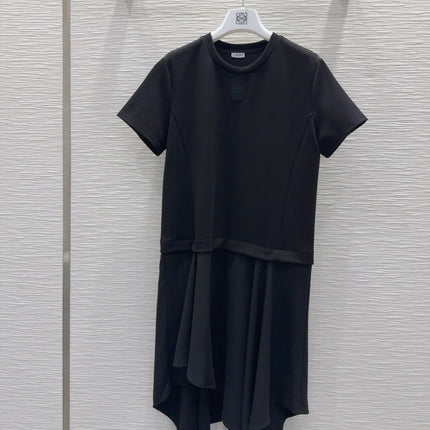 Loewe 2025 Irregular Flowing Dress Black Cotton