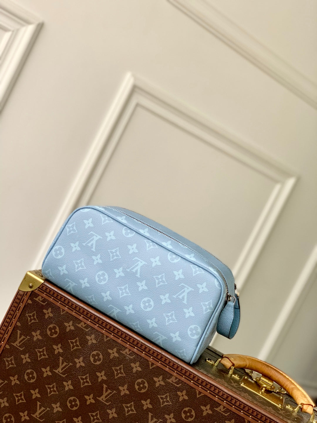 DOPP KIT 28 IN BLUE MONOGRAM COATED CANVAS