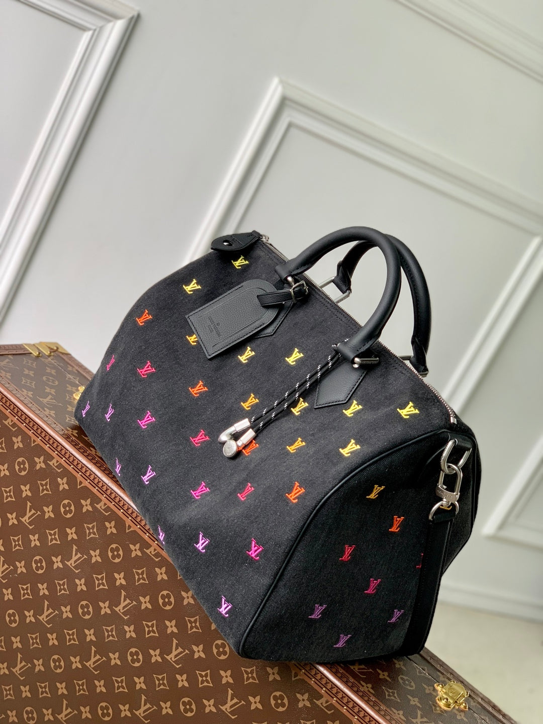 SPEEDY BANDOULIÈRE IB BLACK BLASON DENIM GRADIENT ORANGE LOGO