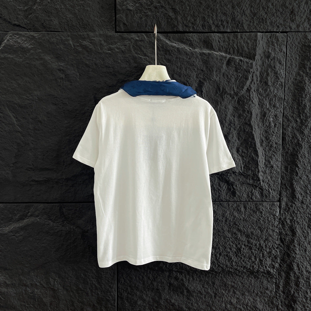 T-SHIRT WITH LV SILK SCARF IN JERSEY FABRIC 265970
