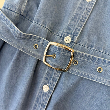 CELINE 26S LONG SHORT SLEEVE DENIM DRESS 366
