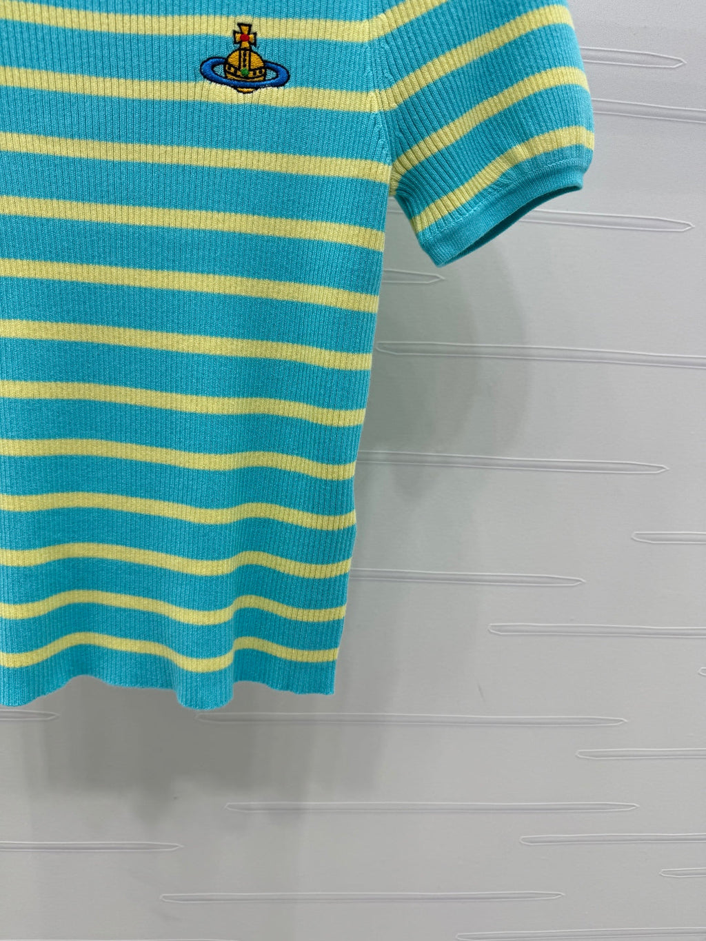 VIVIENE 25S SHORT SLEEVE STRIPED ROUND NECK KNIT SWEATER 264250