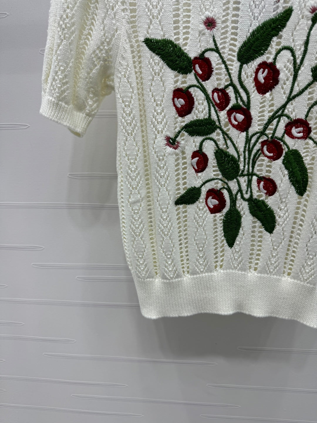 VALENTINO CREW NECK SHORT-SLEEVE KNIT TOP 274956