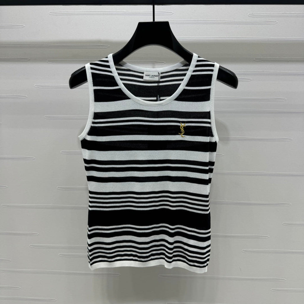 YSL 25S WHITE COLLARED TANK TOP 264089