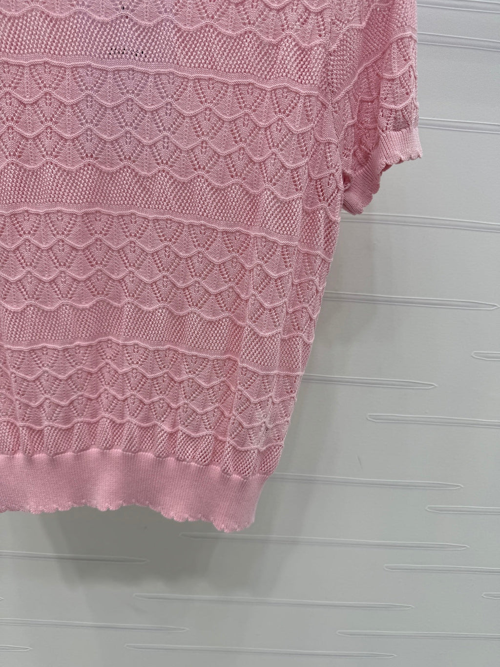 CHANEL 25S HOLLOW KNIT SHORT SLEEVE TOP 264152