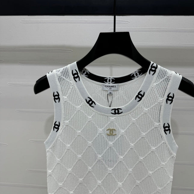 CHANEL 25S DIAMOND HOLLOW KNIT VEST 264033
