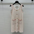 CHANEL 25S ROUND NECK KNIT DRESS WITH PEARL TAG 264026