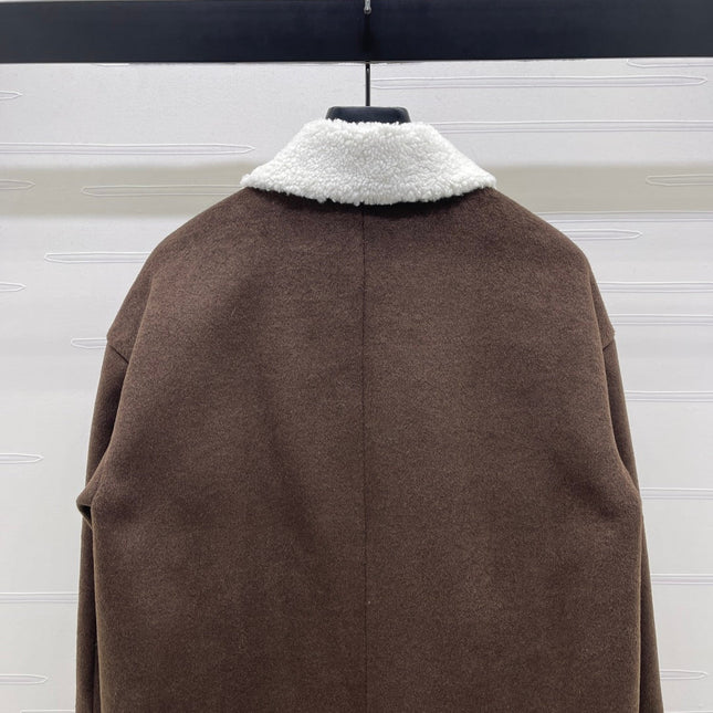 LV 25S KNITTED CARDIGAN WITH SHEARLING COLLAR 0153