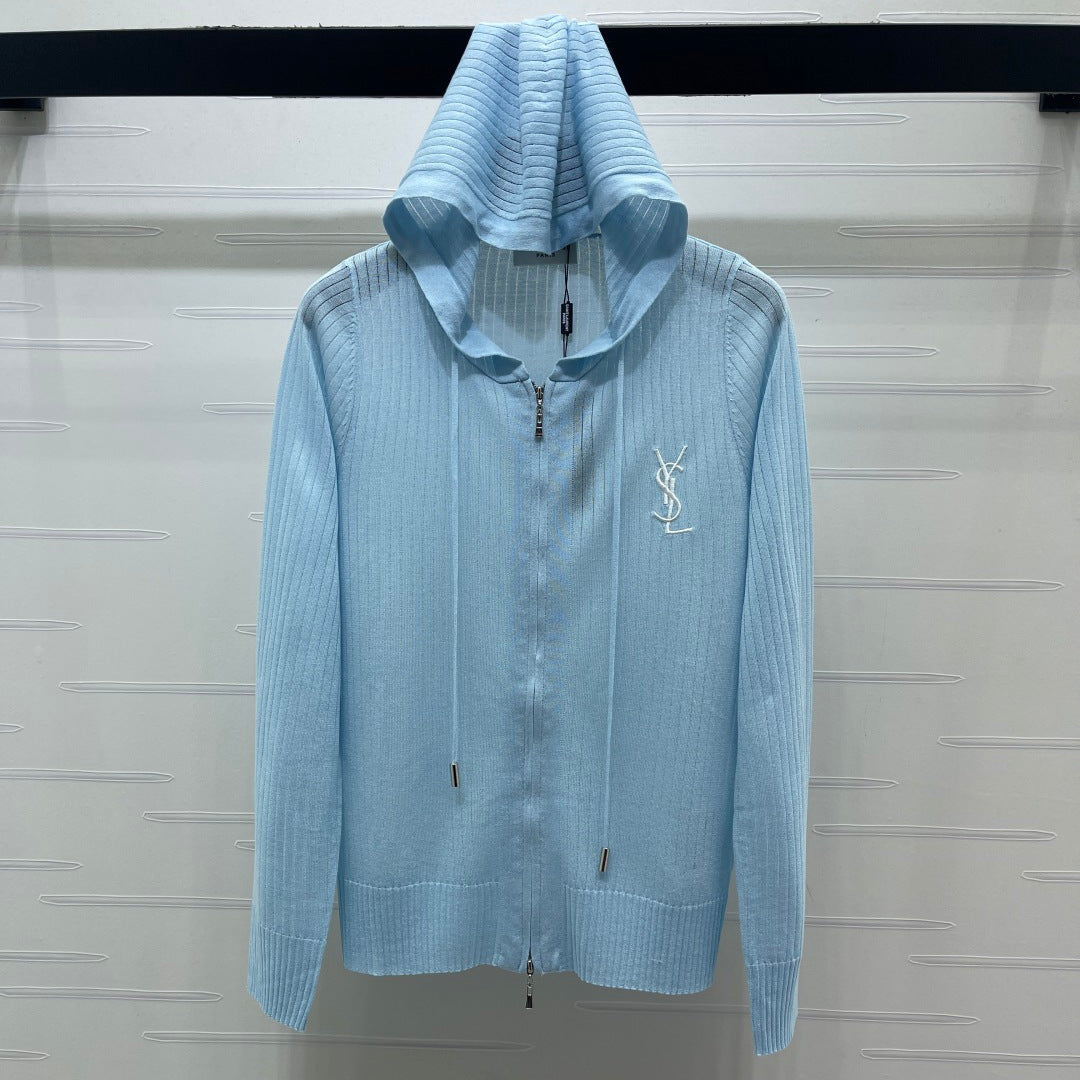 YSL 26S ZIP UP HOODED CARDIGAN 389