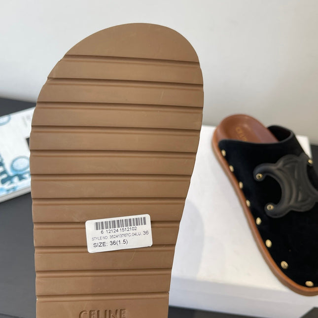 CELINE 26S MULE IN BLACK SUEDE