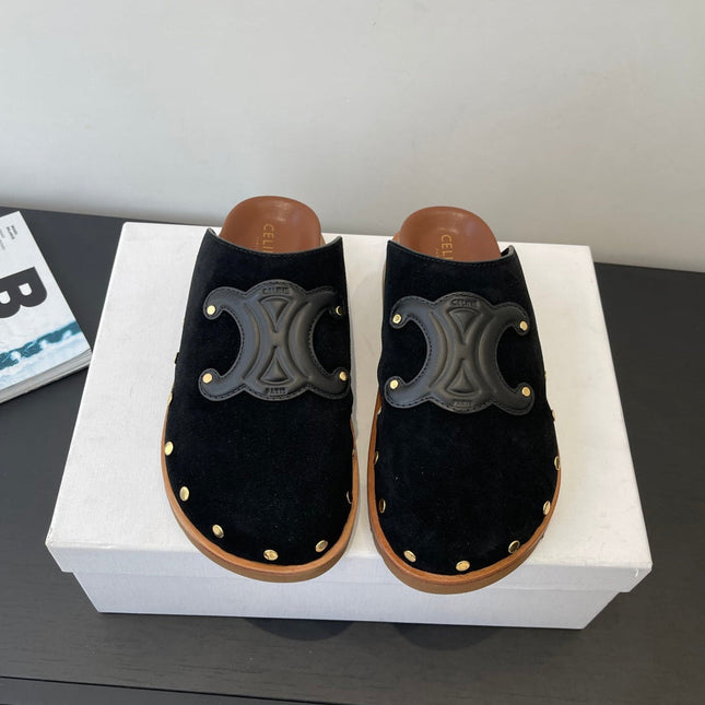 CELINE 26S MULE IN BLACK SUEDE