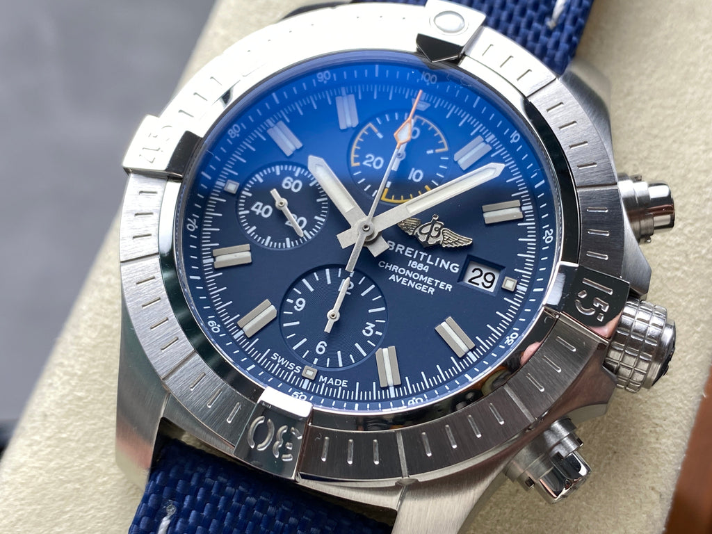 AVENGER CHRONOGRAPH STEEL CASE NAVY BLUE NYLON STRAP