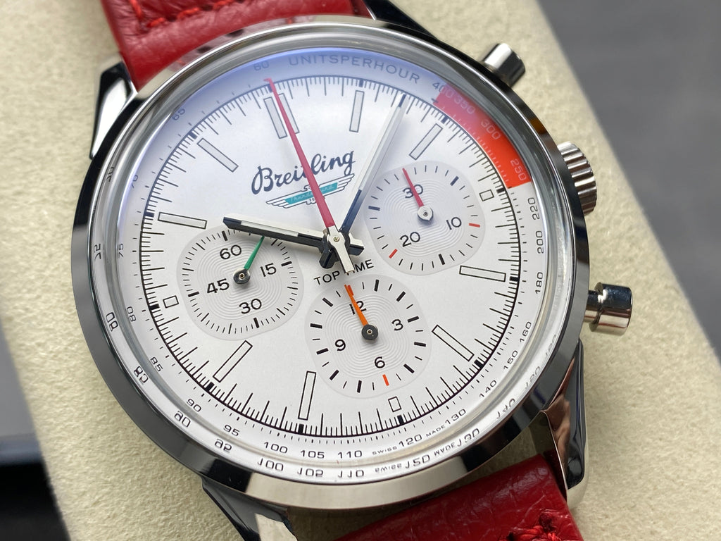 TOP TIME B01 FORD THUNDERBIRD STEEL CASE RED CALFSKIN STRAP