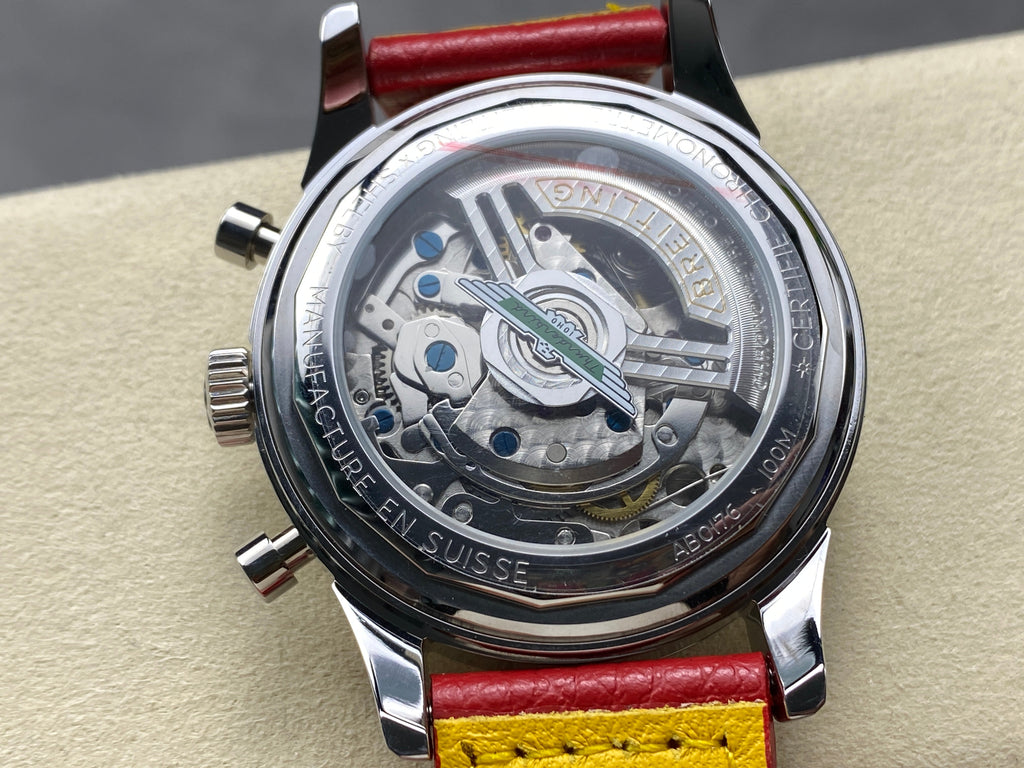 TOP TIME B01 FORD THUNDERBIRD STEEL CASE RED CALFSKIN STRAP