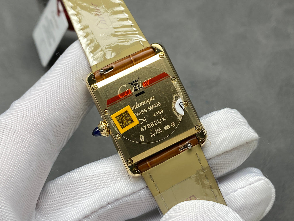 TANK LOUIS CARTIER WATCH GOLD CASE AND LEATHER STRAP