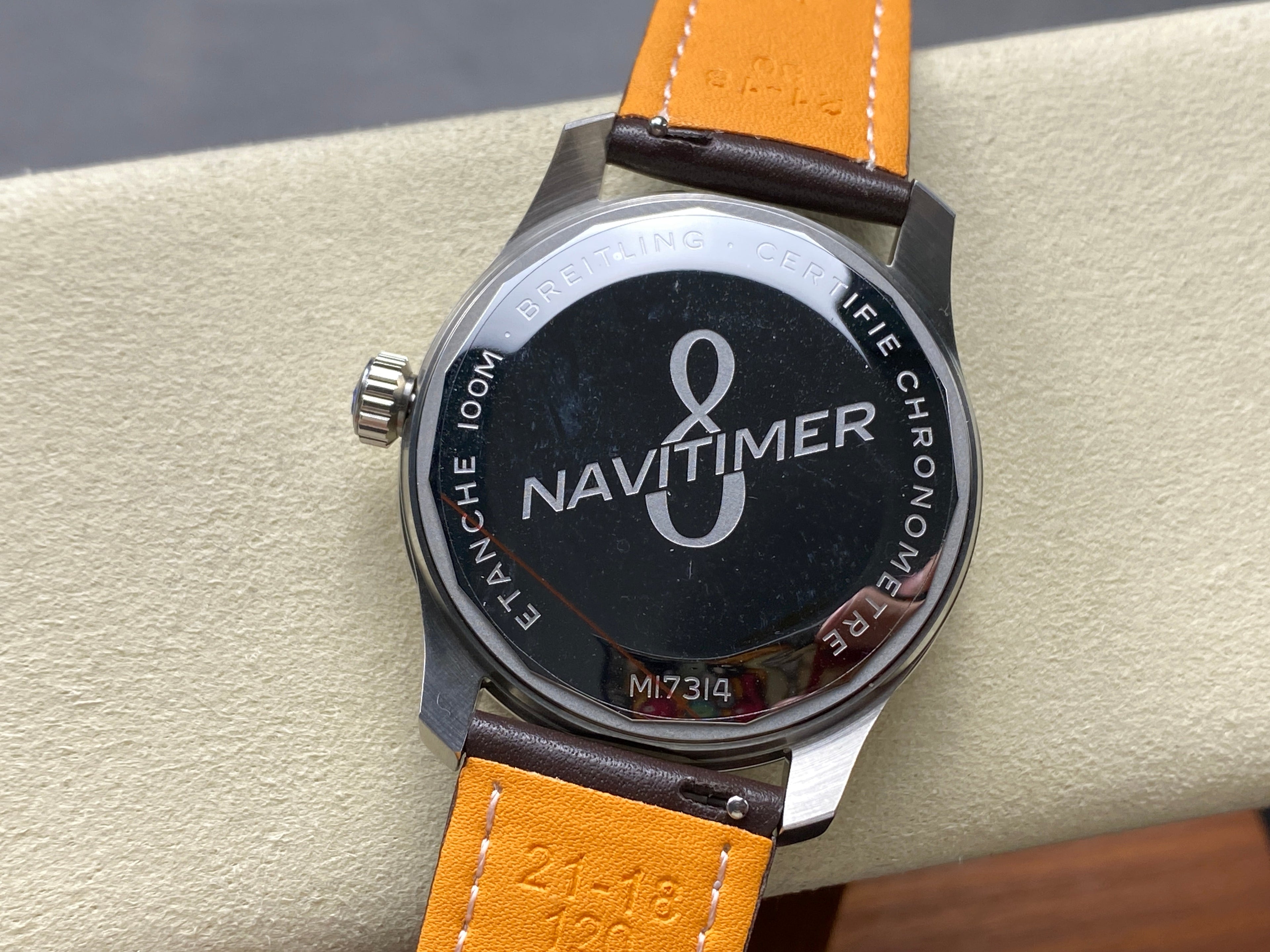 AVIATOR 8 AUTOMATIC STEEL CASE BLACK DIAL BROWN CALFSKIN STRAP
