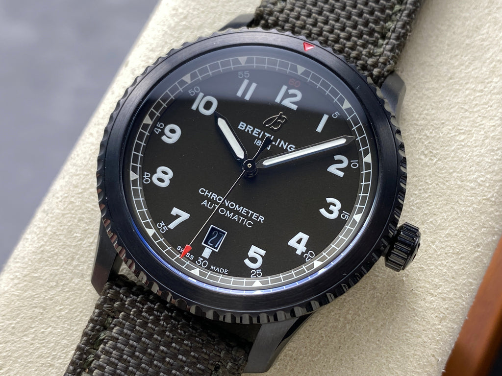 AVIATOR 8 CURTISS AUTOMATIC STEEL CASE KHAKI GREEN NYLON STRAP