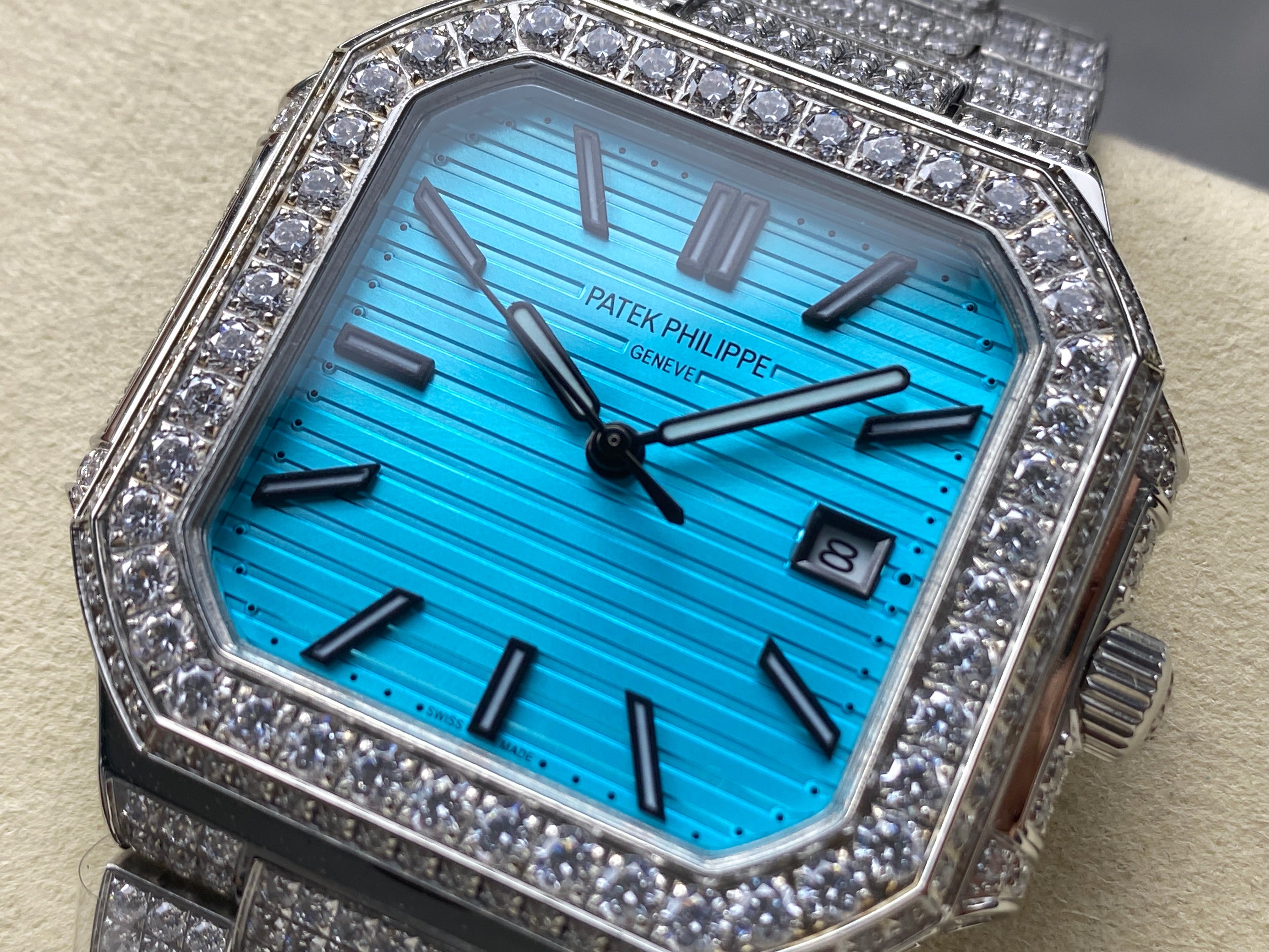 CUBITUS AUTOMATIC ALL STEEL ATTACHED DIAMOND CERULEAN BLUE DIAL