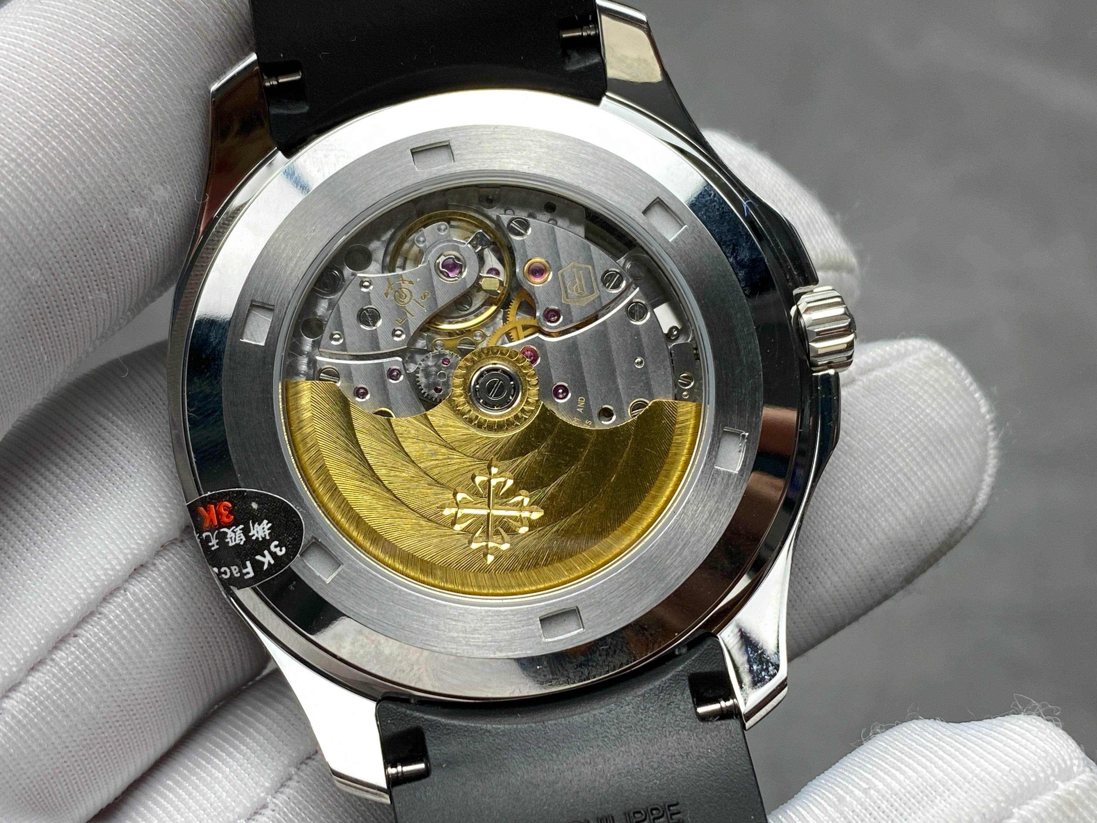 AQUANAUT STEEL CASE BLACK RUBBER STRAP