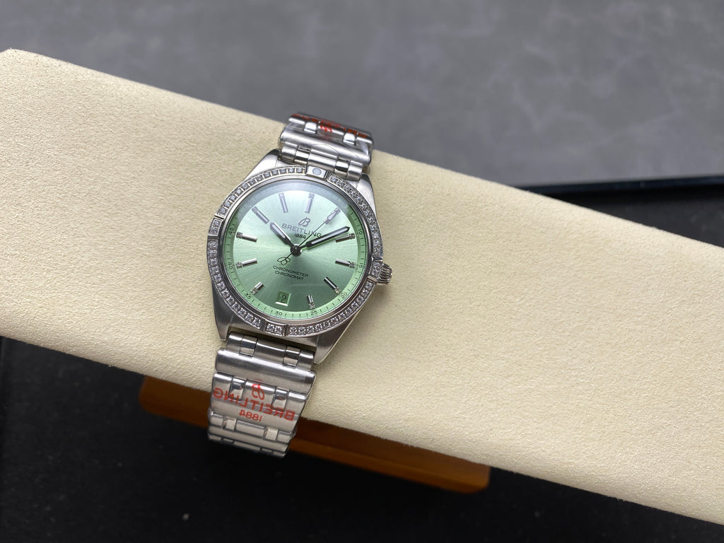 CHRONOMAT AUTOMATIC 36 STEEL WITH DIAMOND BEZEL LIGHT GREEN DIAL