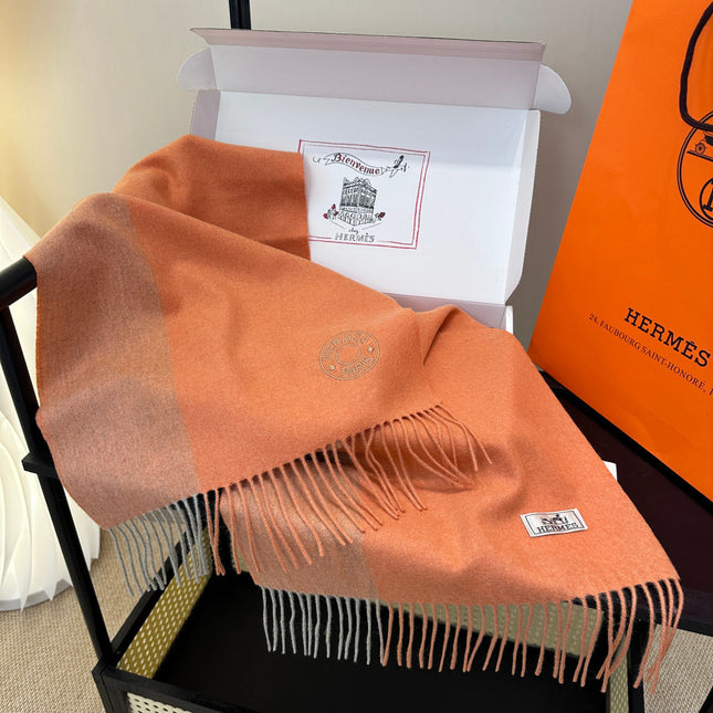 HERMES 25S SCARF 190 IN CASHMERE 986050