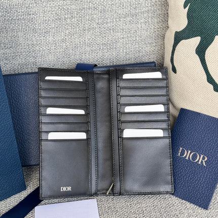 VERTICAL LONG WALLET 19 IN BLUE MONOGRAM OBLIQUE JACQUARD