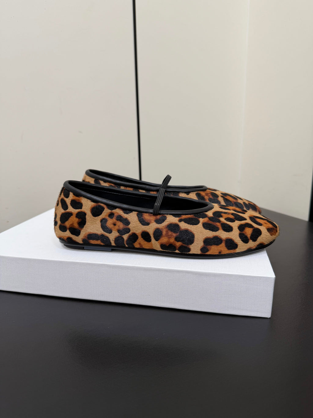 THE ROW 26S BALLET FLATS IN LEOPARD PRINT CALF HAIR CALFSKIN