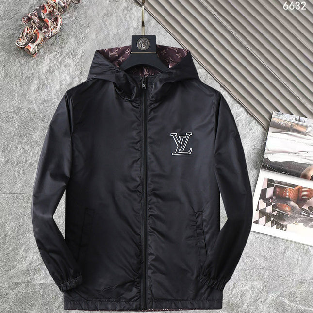 LV WINE RED MONOGRAM AND BLACK DOUBLE-SIDED WINDBREAKER 238976