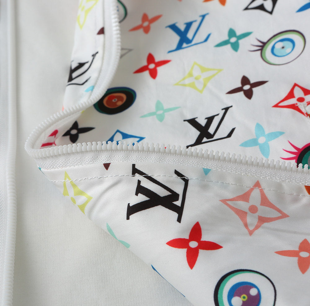LV WHITE WINDBREAKER WITH COLORFUL MONOGRAM 238983