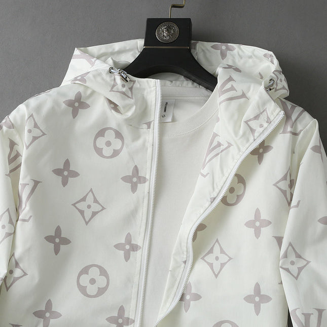 LV WHITE MONOGRAM HOODED JACKET 238986