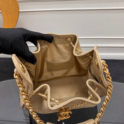 CHANEL 25S HOBO BAG 40 IN GOLDEN BEIGE CAVIAR WITH GOLD HARDWARE