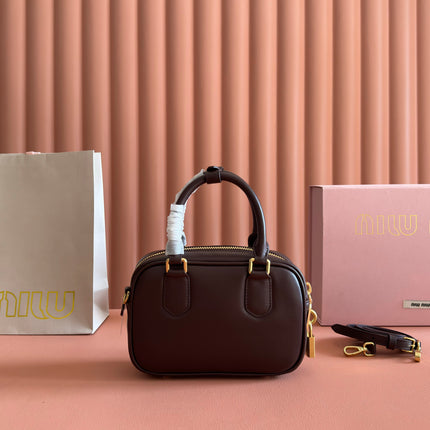 MIUMIU 26S ARCADIE BAG 19 IN DARK BROWN CALFSKIN GOLD HARDWARE