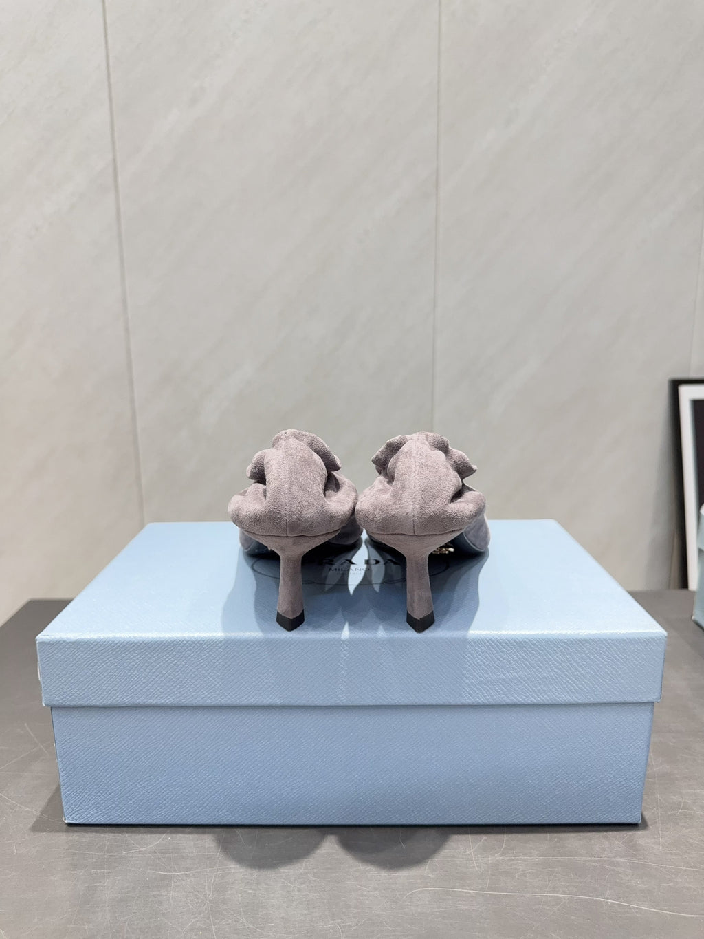 PRADA 26S PUMPS 55MM IN TAUPE BROWN SUEDE