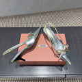 MIUMIU 26S SLINGBACK 55MM IN SILVER CALFSKIN WITH BOW