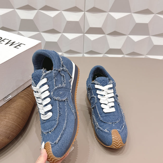 LOEWE 26S FLOW RUNNER SNEAKER IN BLUE DENIM