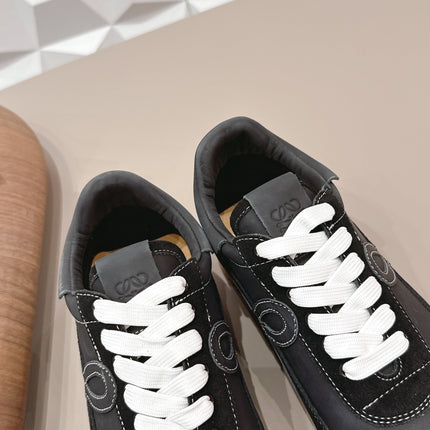 LOEWE 26S FLOW RUNNER SNEAKER IN BLACK CALFSKIN AND SUEDE STYLE 6