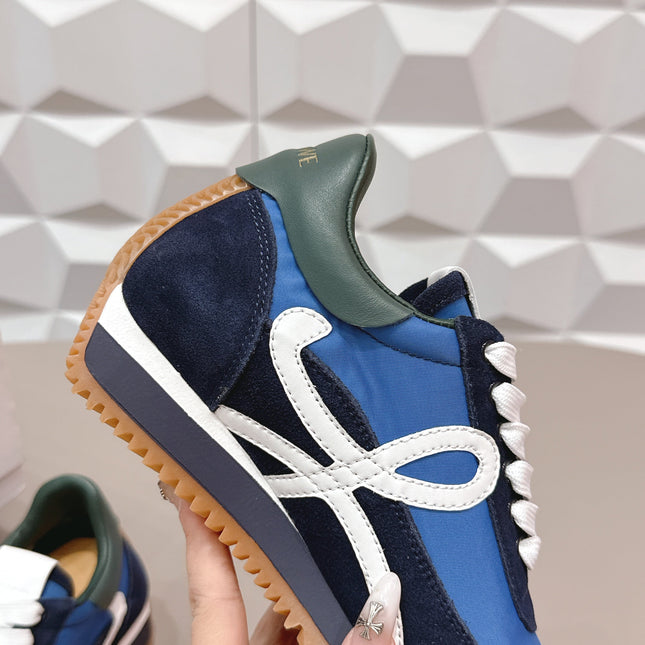 LOEWE 26S FLOW RUNNER SNEAKER IN NAVY AND BLUE SUEDE AND CALFSKIN