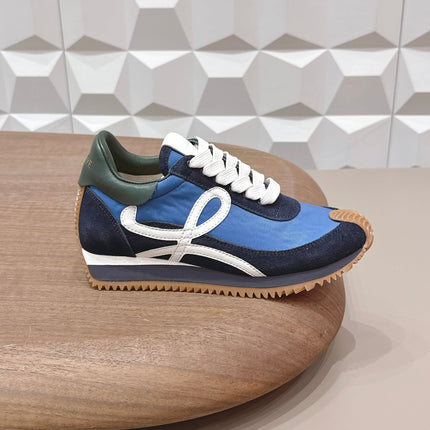 LOEWE 26S FLOW RUNNER SNEAKER IN NAVY AND BLUE SUEDE AND CALFSKIN