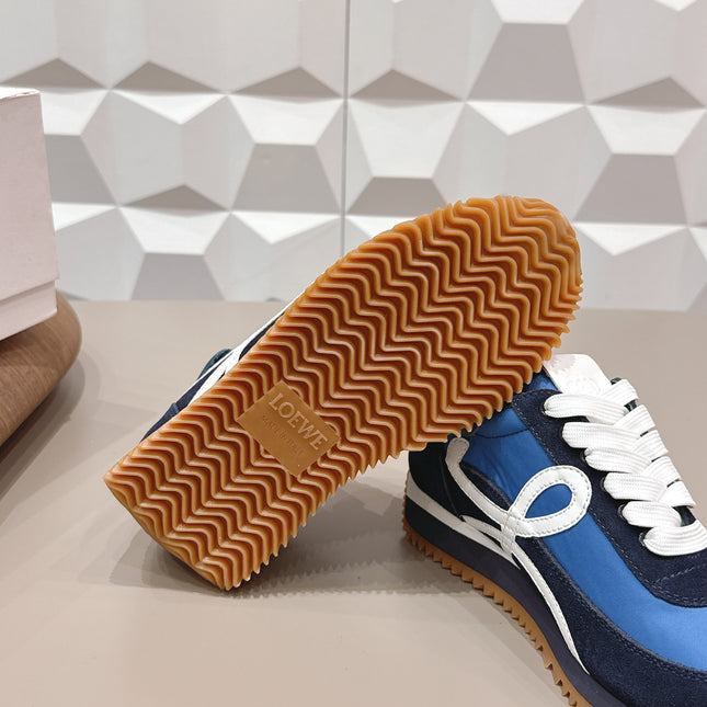 LOEWE 26S FLOW RUNNER SNEAKER IN NAVY AND BLUE SUEDE AND CALFSKIN